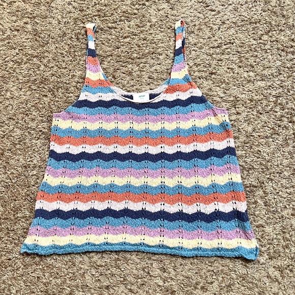 [Aerie]Pastel Multicolor Striped Crochet Knit Sleeveless Summer Tank Top… - Picture 4 of 8